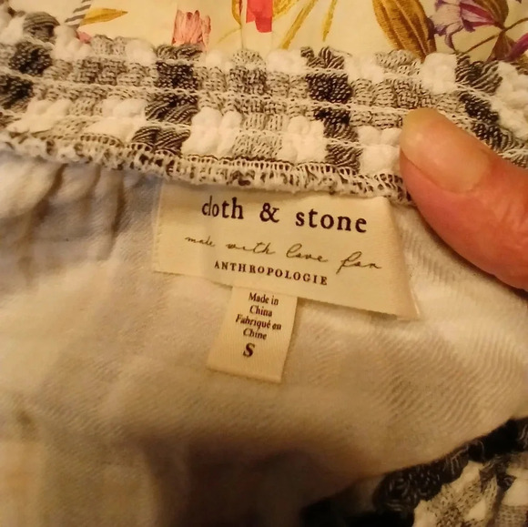 Cloth & Stone Anthropology Black & White Gingham Cinched Womens Small Preppy Y2K - Picture 4 of 7